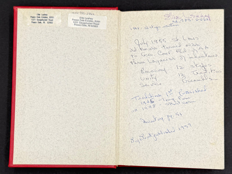 Twelve Steps and Twelve Traditions — First Edition, First Printing (1953) — Inscribed by Bill W. — Custom Bound