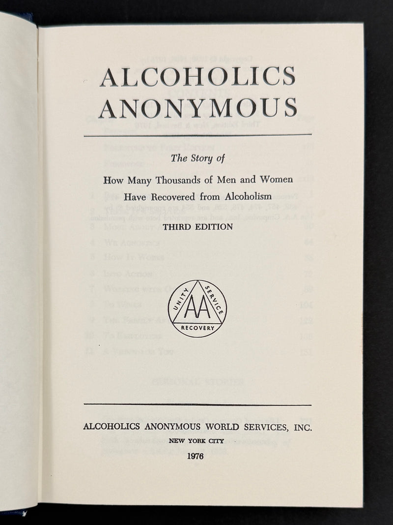 1976 Alcoholics Anonymous Big Book – Third Edition, First Printing – (ODJ)