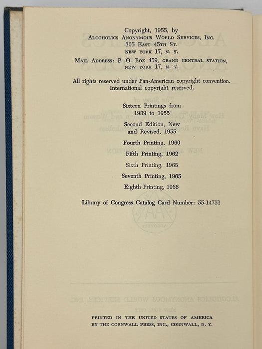 Alcoholics Anonymous Second Edition Big Book Eighth Printing from 1966 - RDJ