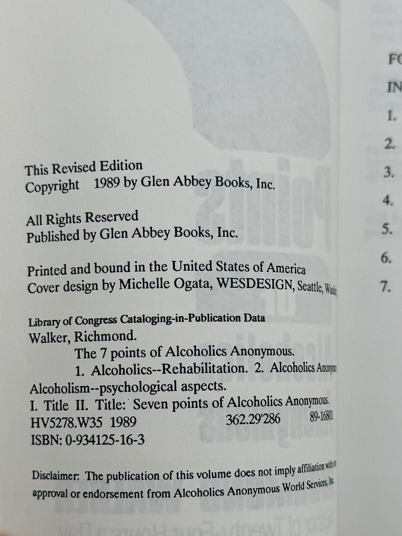 The 7 Points of Alcoholics Anonymous by Richmond Walker