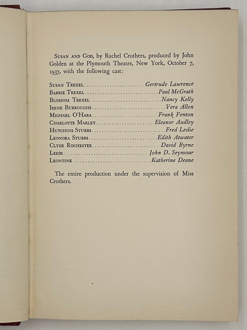 Susan and God by Rachel Crothers - First Edition with ODJ