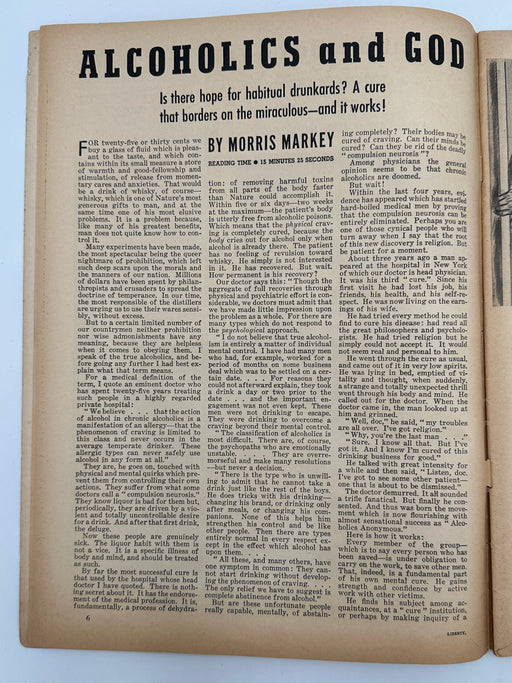 Liberty Magazine from September 1939 - Alcoholics and God West Coast Collection