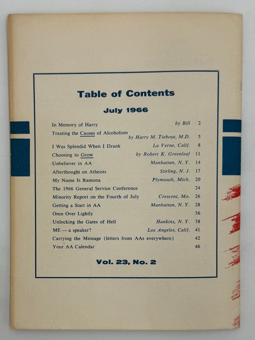 AA Grapevine - In Memory of Harry Tiebout by Bill - July 1966