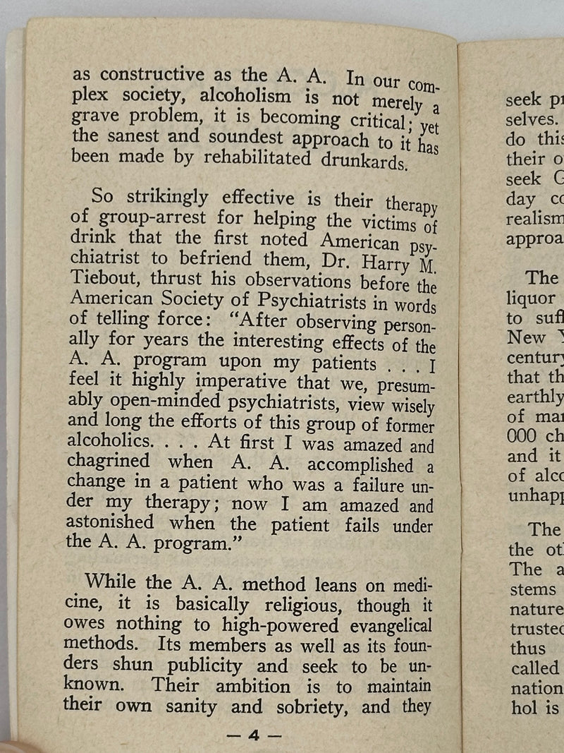 Alcoholics Anonymous by J.E. Doherty - 3rd Printing from 1957