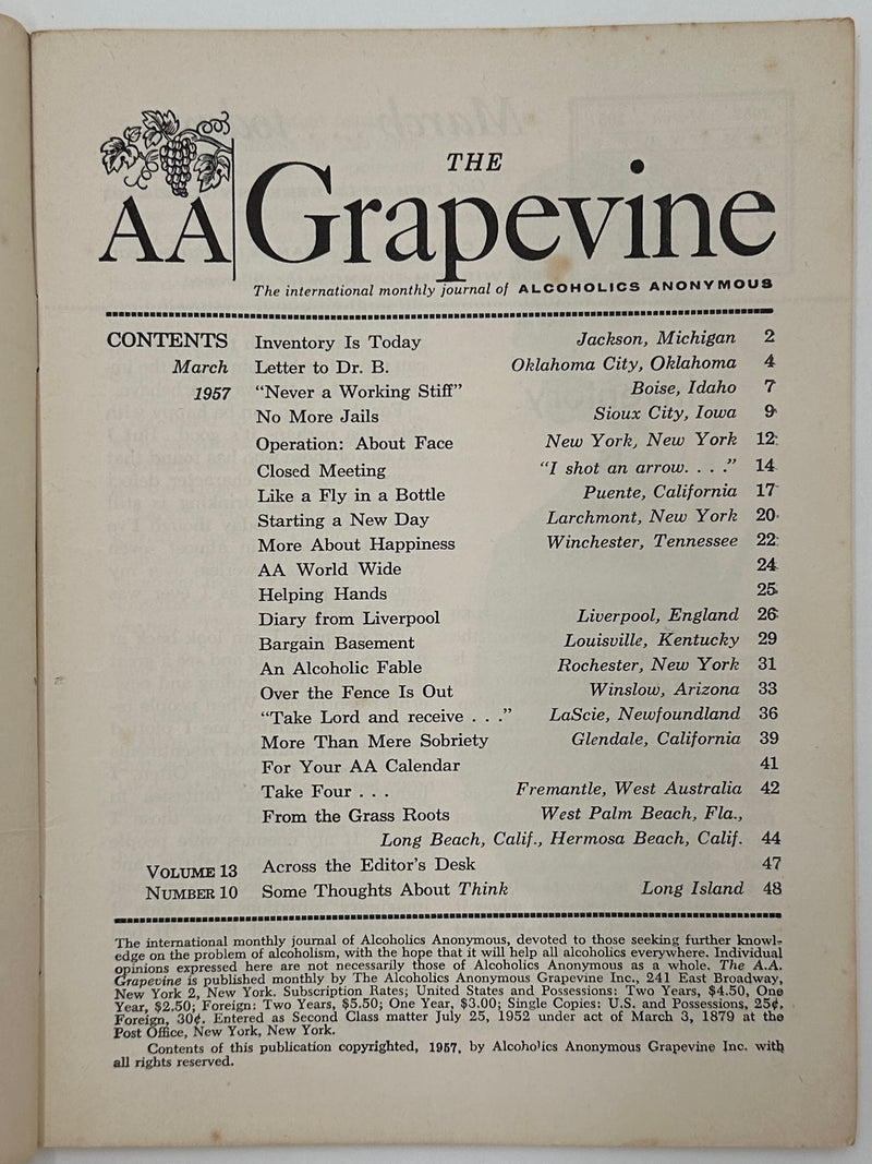 AA Grapevine from March 1957