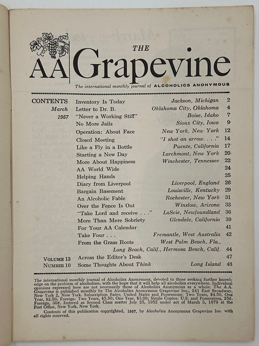 AA Grapevine from March 1957