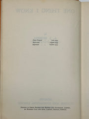 One Thing I Know by A.J. Russell - Third Printing 1933 Recovery Collectibles