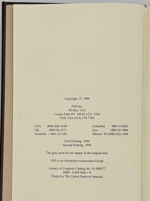 The IWS Study Edition Alcoholics Anonymous Big Book - 1994