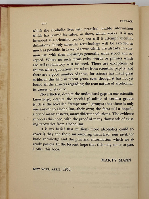 Primer On Alcoholism by Marty Mann - First Edition First Printing from 1950 - ODJ