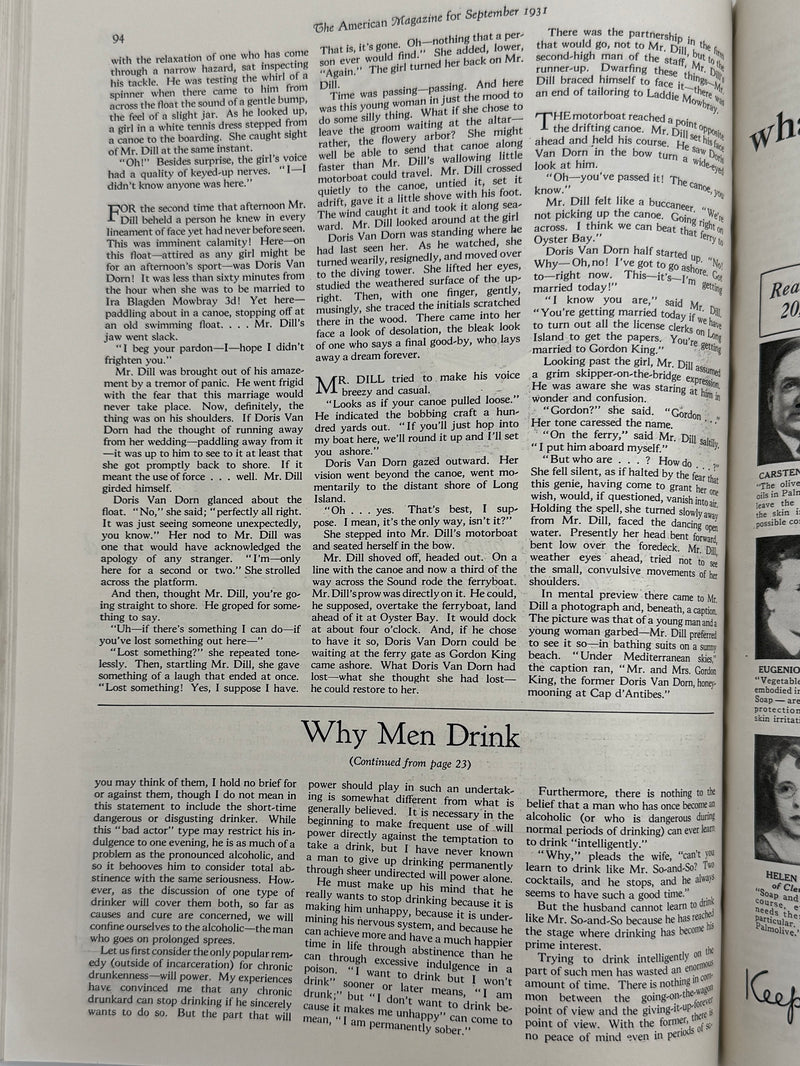 The American Magazine - Includes 'Why Men Drink' by Richard Peabody - September 1931