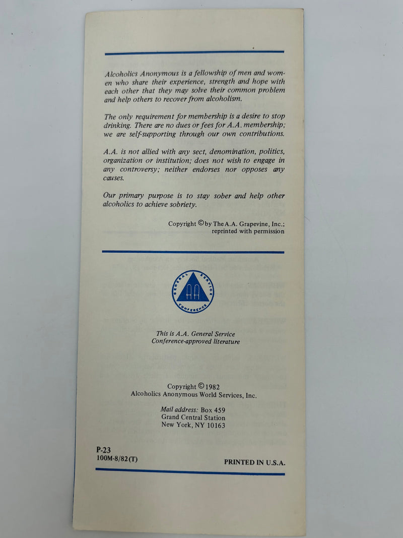 A.A. as a resource for the medical profession - 1982