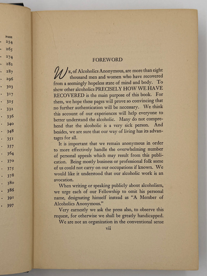 Alcoholics Anonymous First Edition 4th Printing Big Book 1943 - Blue - RDJ