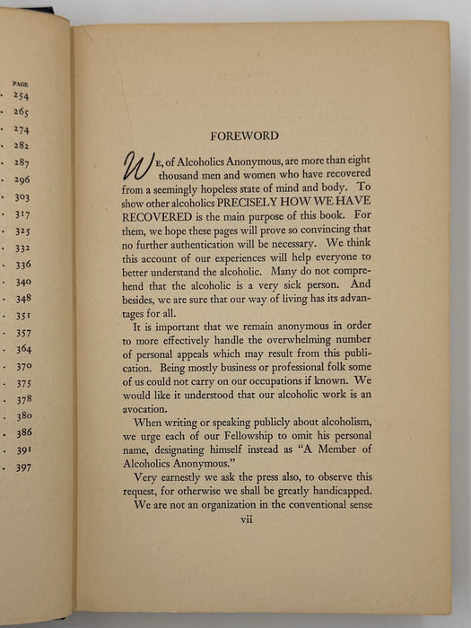 Alcoholics Anonymous First Edition 4th Printing Big Book 1943 - Blue - RDJ