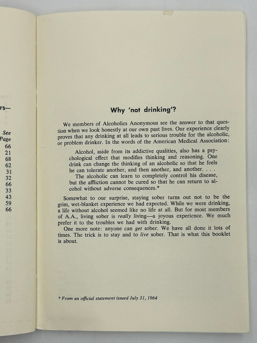 Living Sober - First Printing from 1975