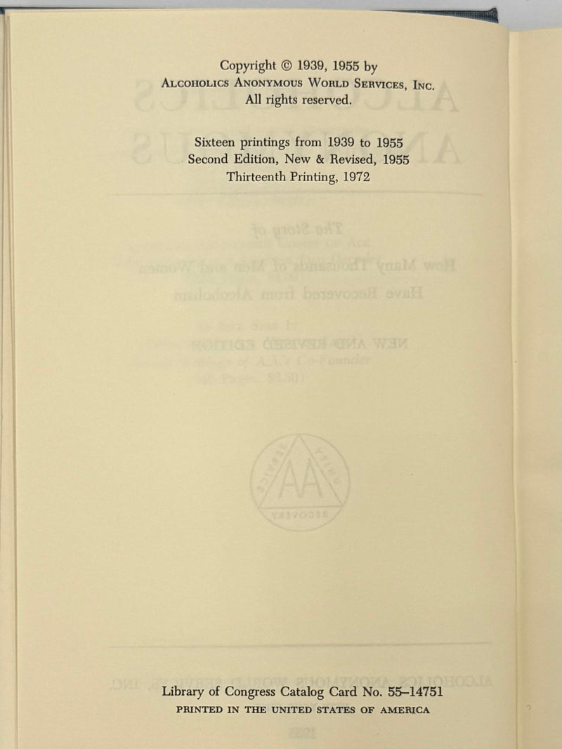 Alcoholics Anonymous Second Edition 13th Printing from 1972 - ODJ