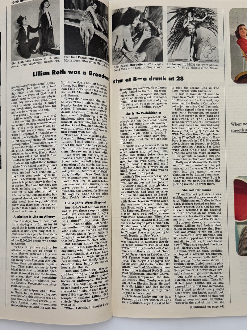 LOOK Magazine — June 10, 1947  Featuring “God Helped Me Stop Drinking: The Touching Story of Lillian Roth” by Patricia Coffin