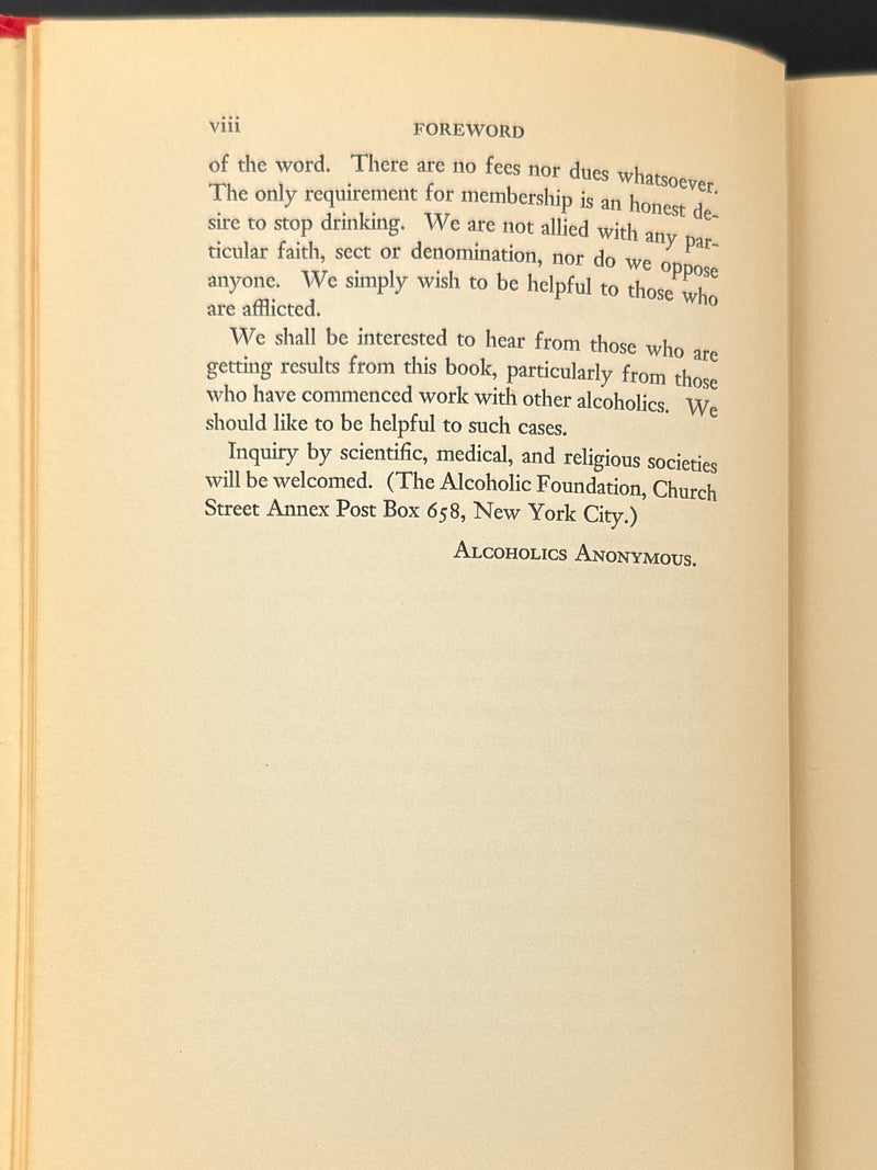 Alcoholics Anonymous — First Edition, First Printing | April 1939