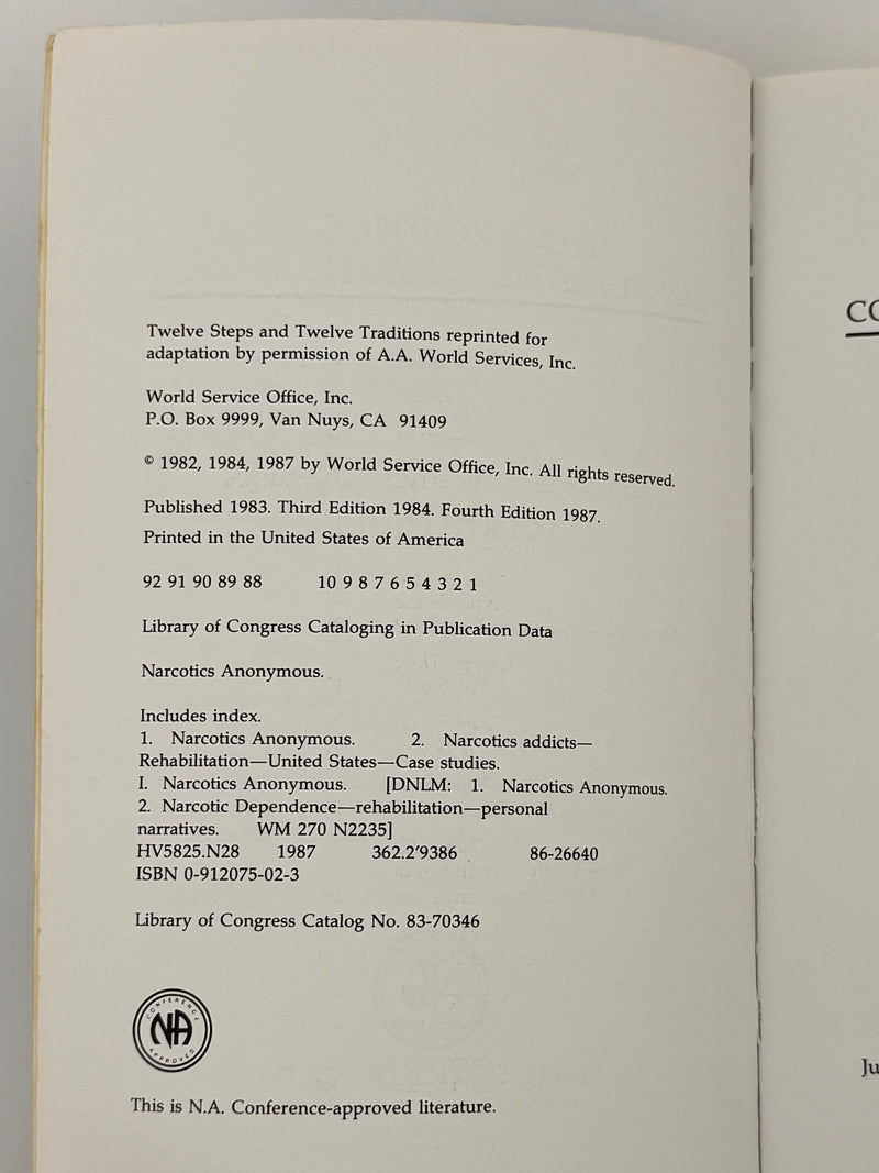 Narcotics Anonymous — Fourth Edition, First Softcover Printing | 1988