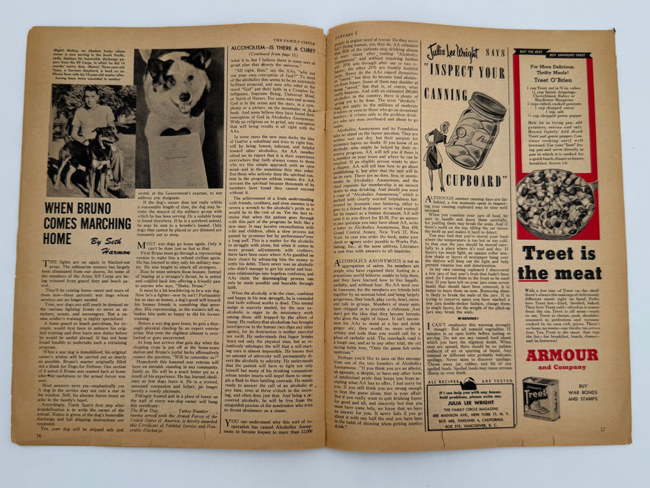 The Family Circle Magazine from January 1945 - Alcoholism is There a Cure?