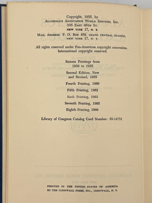 Alcoholics Anonymous Second Edition 8th Printing from 1966 - ODJ