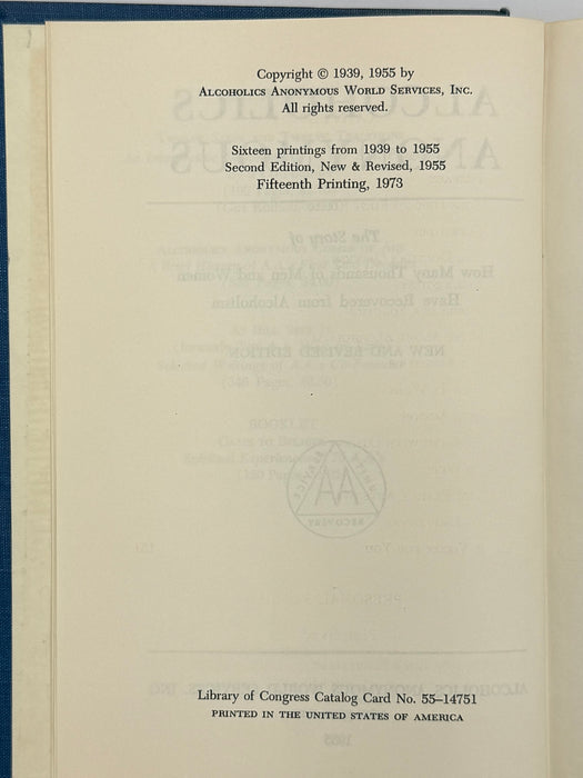 Alcoholics Anonymous Second Edition 15th Printing from 1973 - ODJ