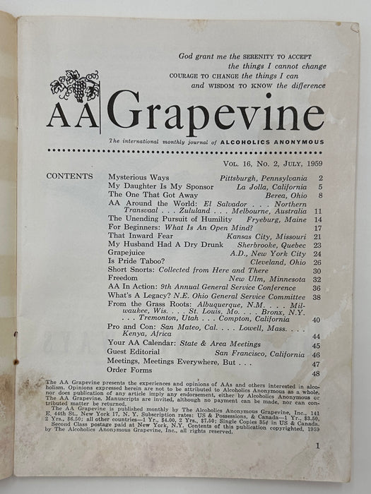 AA Grapevine from July 1959