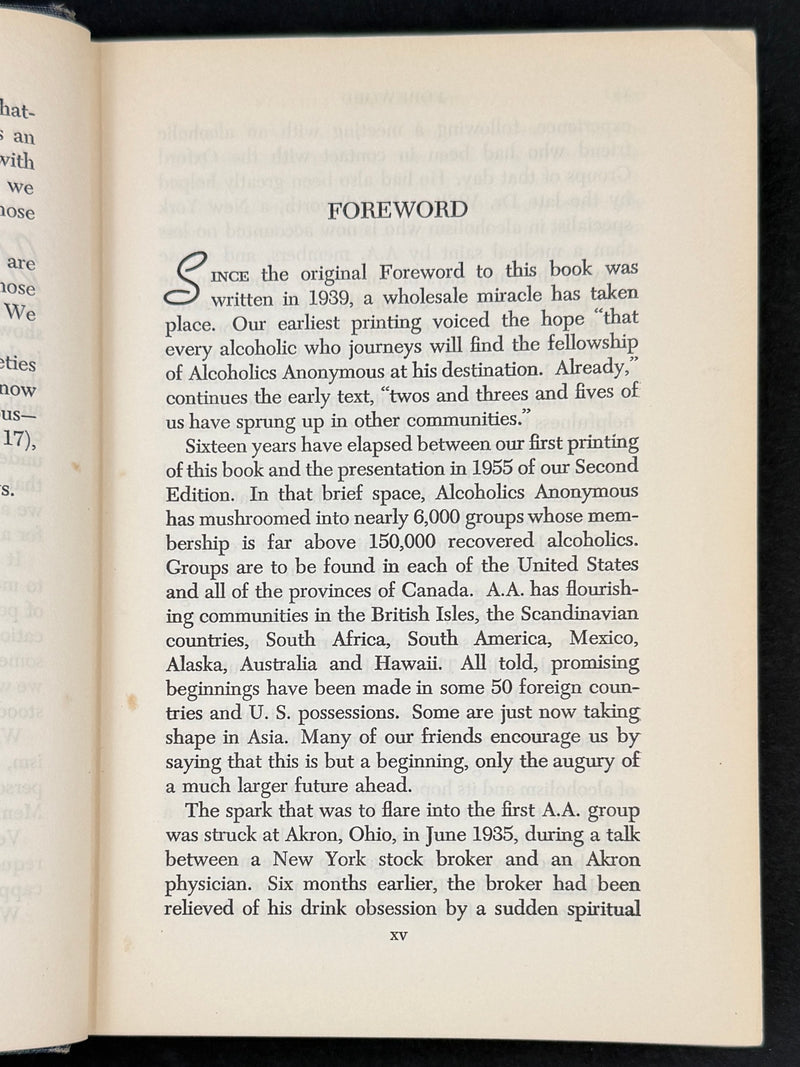 Alcoholics Anonymous Second Edition — First Printing (1955) | Reproduction Dust Jacket