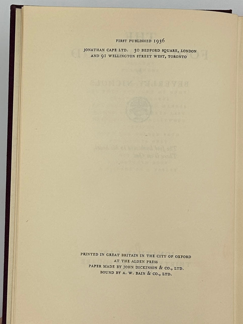 The Fool Hath Said by Beverly Nichols - First printing from 1936 - ODJ