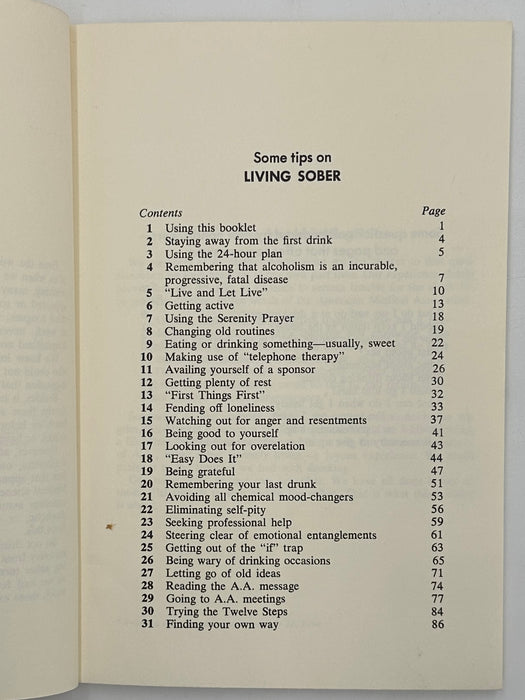 Living Sober - First Printing from 1975