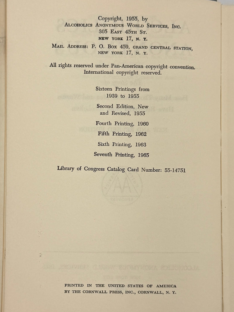Alcoholics Anonymous Second Edition 7th Printing from 1965 - ODJ