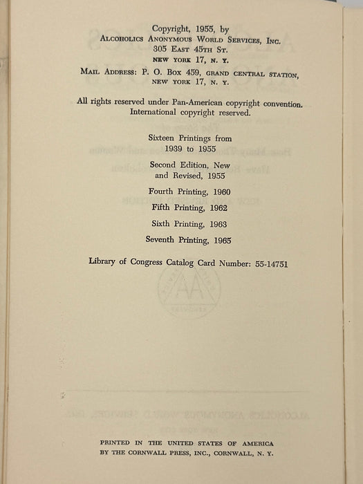 Alcoholics Anonymous Second Edition 7th Printing from 1965 - ODJ
