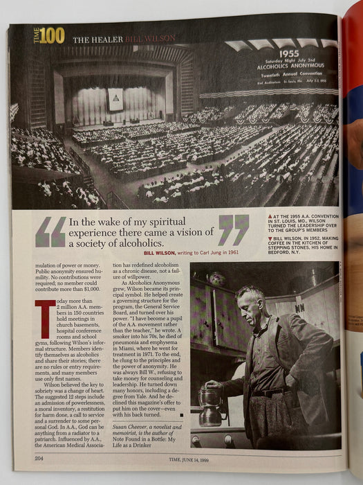 Time Magazine from June 1999 - Heroes and Icons - Featuring Bill W