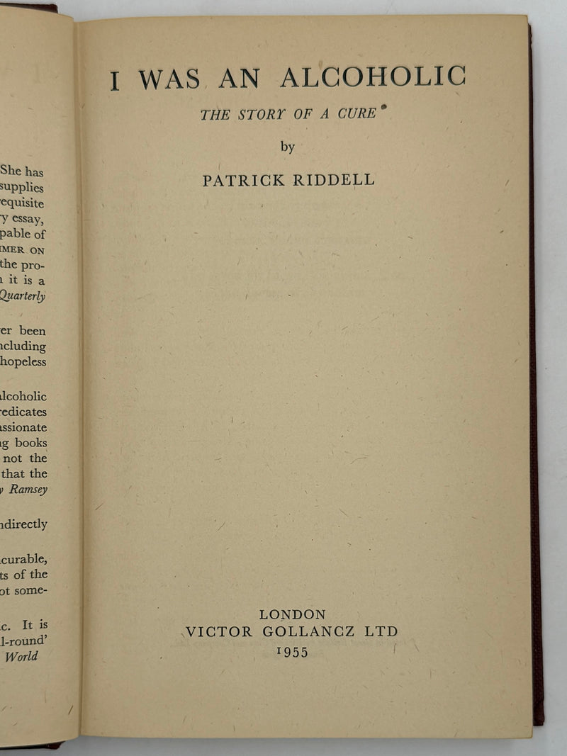 I Was an Alcoholic: The Story of a Cure by Patrick Ridell - SIGNED