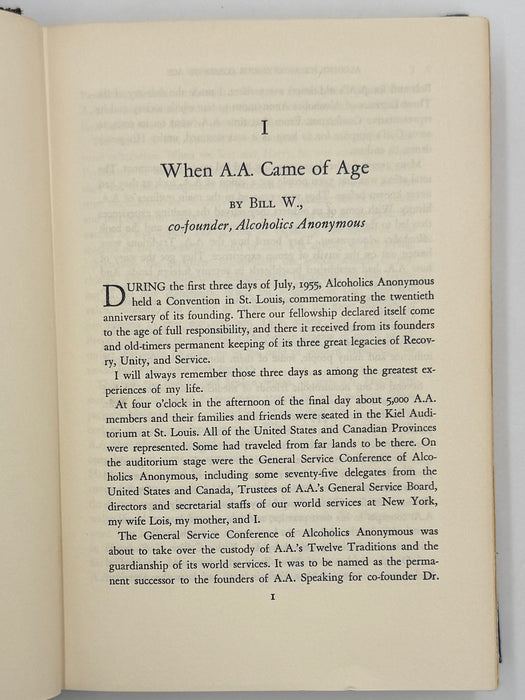Signed by Bill Wilson - Alcoholics Anonymous Comes Of Age - First Printing from 1957