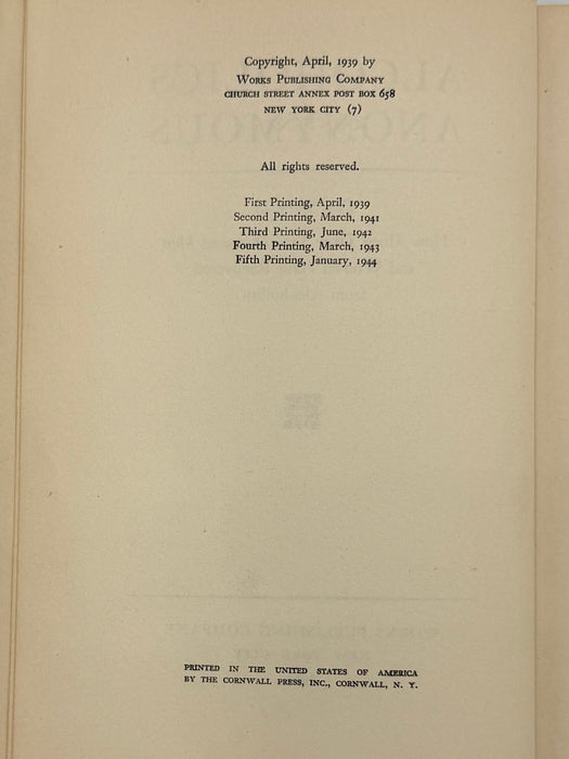 Alcoholics Anonymous First Edition 5th Printing from 1944 - RDJ