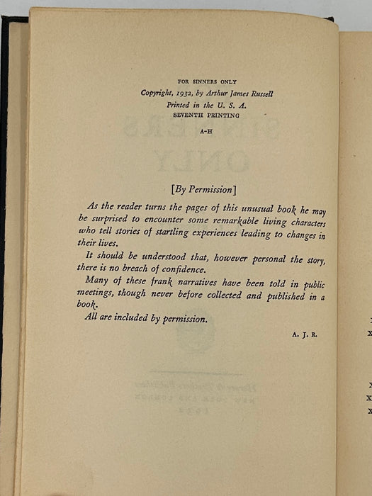 For Sinners Only by A.J. Russell - 7th Printing