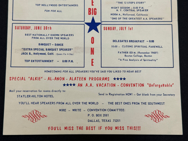 Texas State A.A. Celebration — Dallas, Texas — June 28–July 1, 1973
