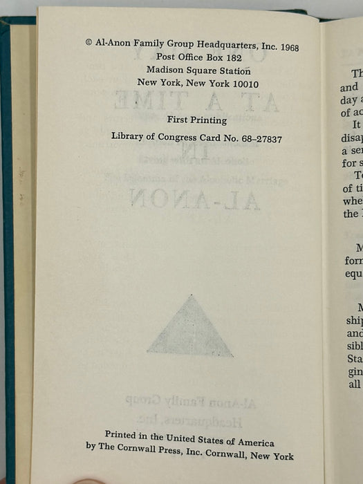 One Day At A Time In Al-Anon - First Printing from 1968