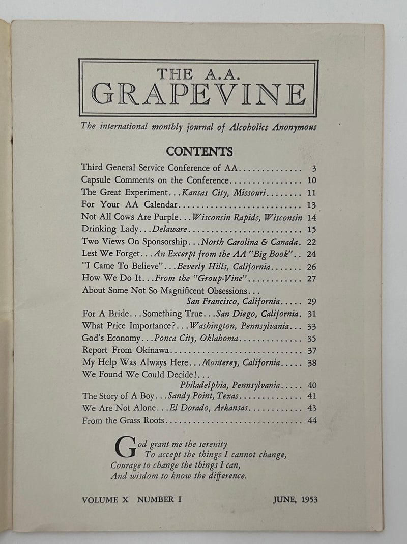 AA Grapevine from June 1953