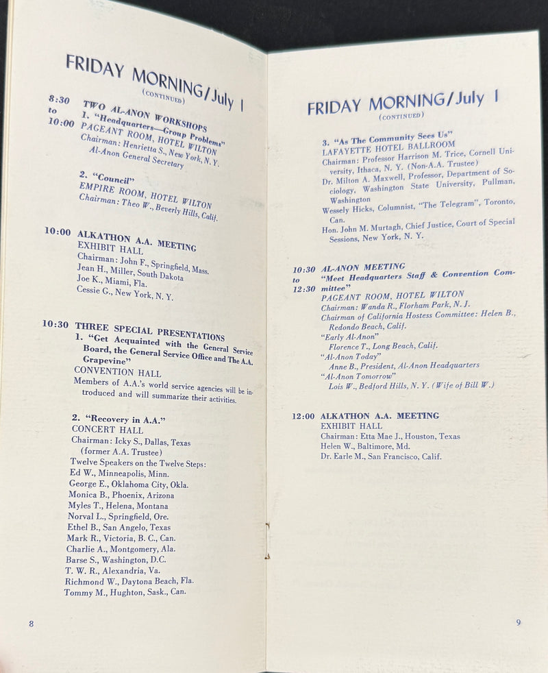 Program — 25th Anniversary International Convention of Alcoholics Anonymous  Long Beach, California · July 1–3, 1960