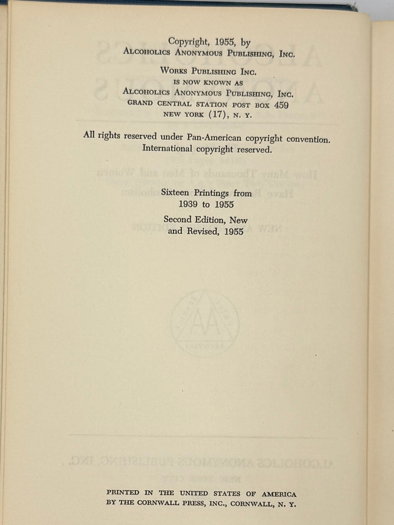 Alcoholics Anonymous Second Edition — Third Printing (1959) with RDJ