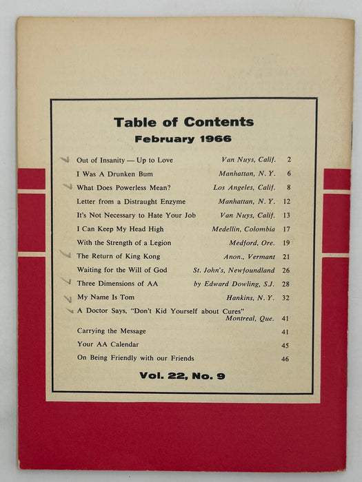 AA Grapevine - Out Of Insanity - February 1966