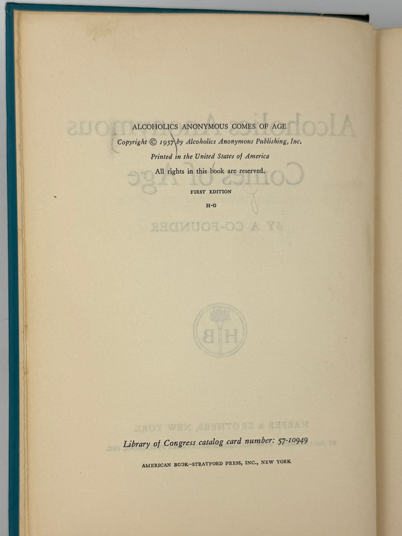 Alcoholics Anonymous Comes of Age — First Edition, First Printing (1957) Harper & Brothers Issue — Original Dust Jacket
