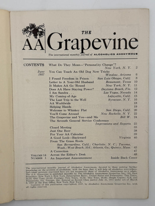 AA Grapevine from June 1957