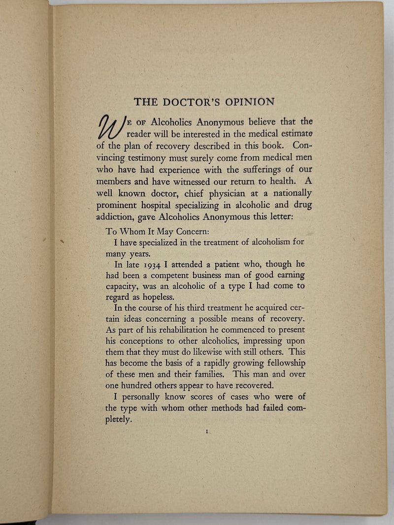 Alcoholics Anonymous First Edition — 7th Printing, January 1945 | Exceptionally Rare Wartime Big Book