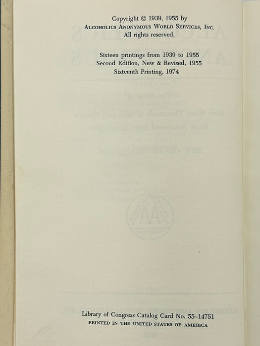 Alcoholics Anonymous Second Edition 16th Printing from 1974 - ODJ