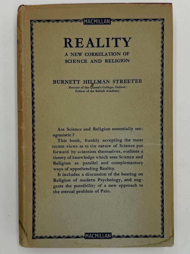 REALITY: A NEW CORRELATION OF SCIENCE & RELIGION BY BURNETT HILLMAN STREETER Recovery Collectibles