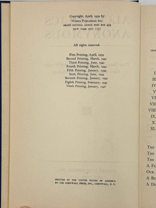 Alcoholics Anonymous First Edition 9th Printing from 1946 - ODJ