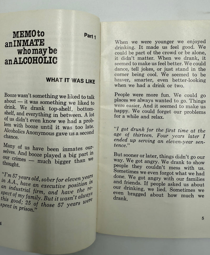 Memo to an inmate who may be alcoholic - 1987