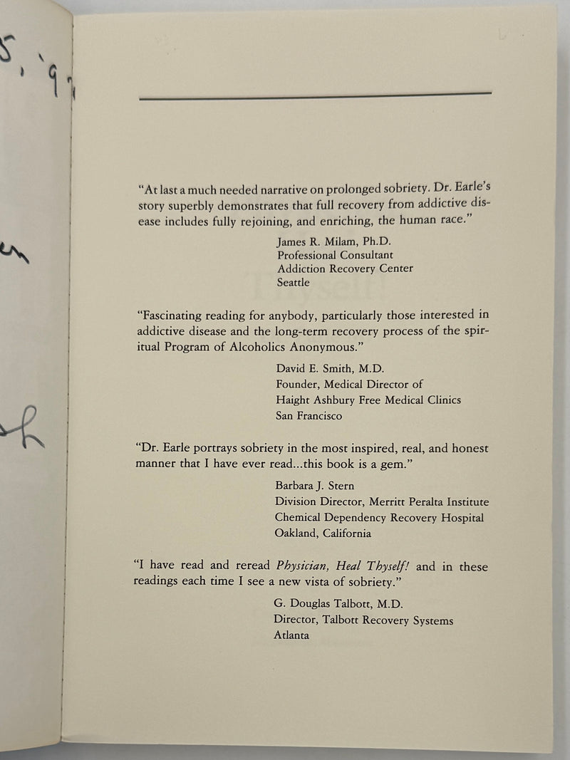Signed by the Author Dr. Earle M. — Physician, Heal Thyself!